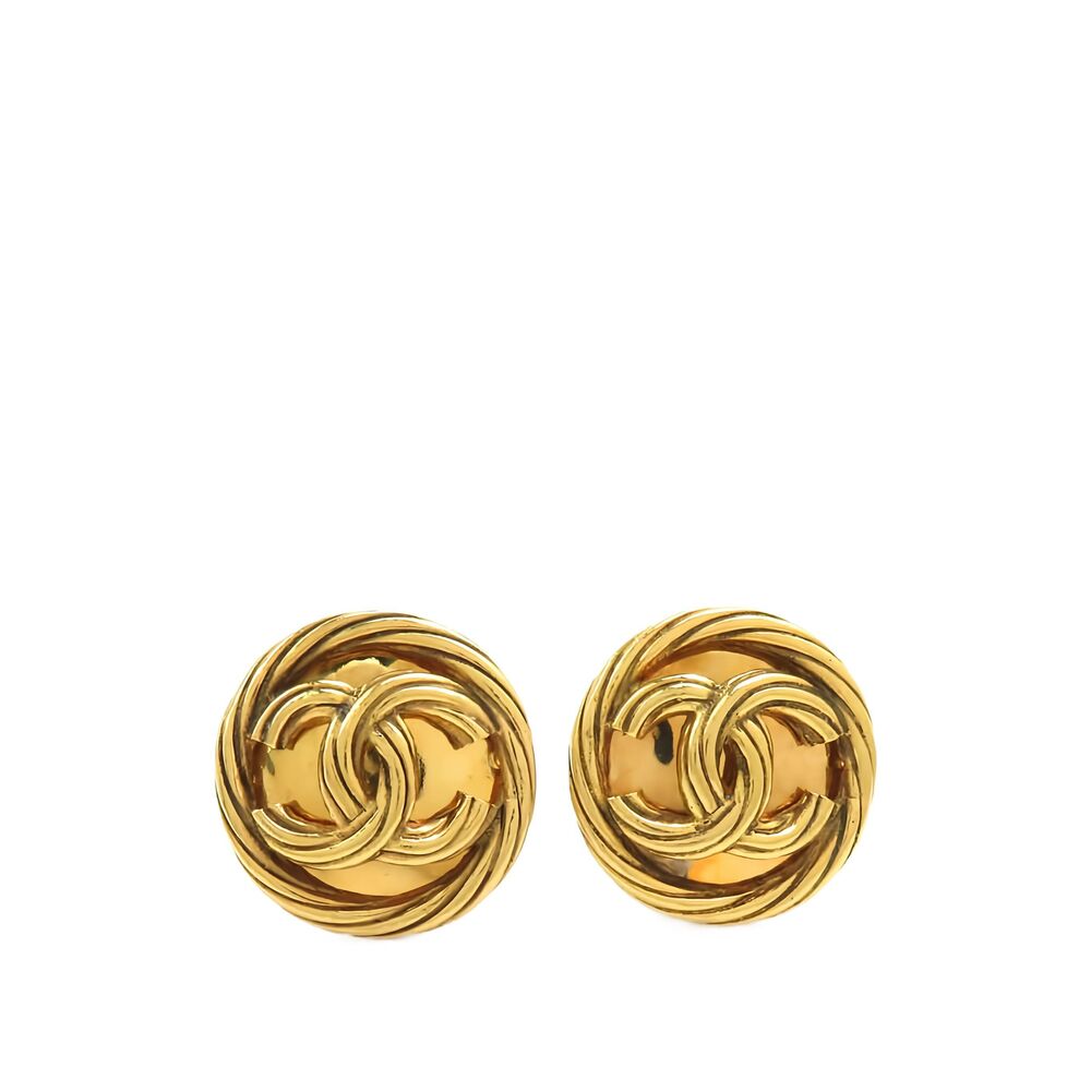 Pre-Loved Chanel CC Gold Plated Twisted Round Clip on Earrings